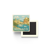 Monako - Monaco - Paper Cut Art - Baskılı Buzdolap Magneti Kare - 9x9 Cm