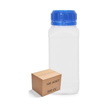 Borox Plastik Kare Şişe Mavi Kilit Kapaklı Sızdırmaz Numune Şişesi 100 x  500 ML