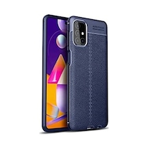 - Galaxy M51 İle Uyumlu Kılıf Darbe Korumalı Deri Görünümlü Silikon Arka Kapak - Lacivert Lacivert 6998