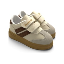 Unisex Çocuk Cırtlı Hafif Kaymaz Taban Işıklı Spor Ayakkabı Sneaker Bej