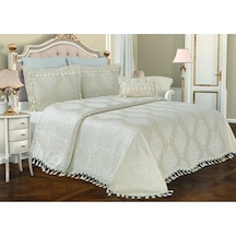 Larissa Pamuk Polyester Jakar Kumaş Krem Yatak Örtüsü Seti 7 Parça 260x270 Cm 357 Krem