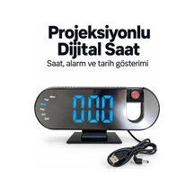 Projeksiyonlu Dijital Saat Ayarlanabilir Yansıtma Parlaklığı İle Siyah