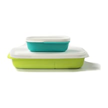 2'li Beslenme Kabı Lunchbox Clevere Pause 590 Ml Misket Limonu + 120 Ml Açık Turkuaz Ekmek Bentobox Rainbow