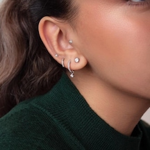 Gümüş Renk Tektaş Küpe 6 Mm Zirkon Taşlı Rodyumlu Gri