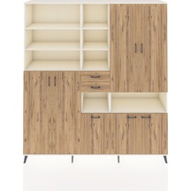 Hyperion Dolap 17 Raflı 2 Çekmeceli 7 Kapaklı 220x44x243 Aytaşı-çam/çam Çok Renkli
