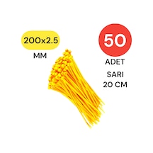 Tek-iş Plastik Kablo Bağı Klipsi Cırt Kelepçe 200 Mm X 2.5 Mm Sarı 50 Adet