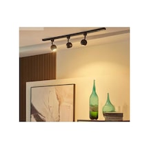 Gu10 Os Ram Tasarruflu Led Ampül Alimünyum 1 Metre Küre Siyah Metal Hareketli Başlık Üçlü Spot Avize Siyah