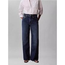 Calvin Klein Kadın Normal Kesim Yüksek Bel Geniş Paça Pamuklu Denim Mavi Jeans Lv047f727g-sd3-13708 Mavi