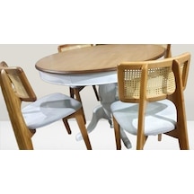 Masa Sandalye St Takım Ihlamur Baba Ayak Model Mdf Tabla 100cm Beyaz Ceviz Elyapı