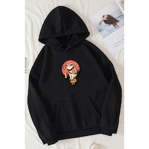 Uyguntarz Unisex Shinobi Kedi Baskılı Sweatshirt siyah
