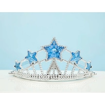 Lvsqvr Yıldız Şekilli Elsa Prenses Kraliçe Tacı Mavi Renk Çocuk Boy 5x17 Cm