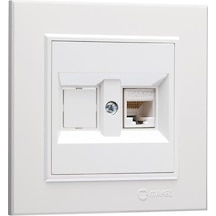 Makel Karea Tekli Data Cat5 Beyaz Modül+Kapak+Çerçeve