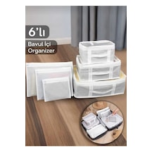 6 Lı Valiz , Bavul Ve Çanta Düzenleyici Bez Organizer Açık Gri