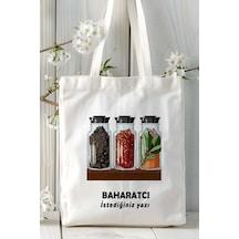 Art Hediye Baharatcı Baskılı Bez Omuz Çantası Kişiye Özel Model 9 Çok Renkli