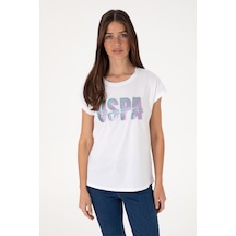 U.S. Polo Assn. Kadın Beyaz Bisiklet Yaka Tişört 50299764-VR013