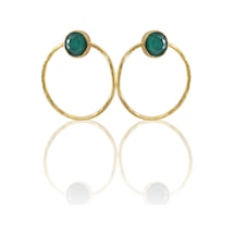 Kadir Jewellery 22 Ayar Altın Kaplama Kadın Halka Küpe -el İşçiliği Ve Hipoalerjenik Küpe Koyu Yeşil 11596000