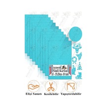 Açık Mavi Simli Karton A5 15x20 Cm 10 Lu 1 Paket Simli Fon Kartonu Parıltılı Kağıt Anasınıfı Kreş Etkinlik Proje Mavi