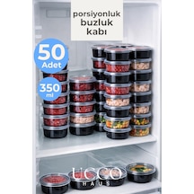50'li 350 Ml Kıyma Et Sos Kemik Suyu Sebze Saklama Kabı Sızdırmaz Mikrodalga Buzluk Düzenleyici Siyah