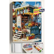 Sayılarla Boyama Seti Numaralı Tuval Fırça Boya Dahil Kasnaklı Set 50x70 Cm - Çiçek Bar