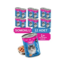 Hobi Maxicat Somonlu Yetişkin Kedi Konservesi 400 Gr X 12 Adet - Omega Destekli, Tam Ve Dengeli Mama