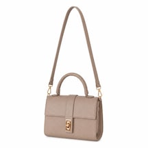 Housebags Kadın Kilit Sistemli El Ve Omuz Çantası Vizon
