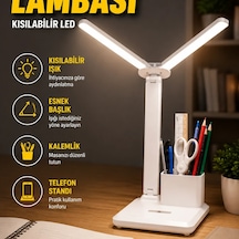 Kısılabilir Led Çalışma Lambası Esnek Başlıklı, Kalemlik Ve Telefon Standlı Renkli
