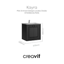 Creavit Kayra Lavabo Dolabı Kapaklı 60cm Mat Antrasit