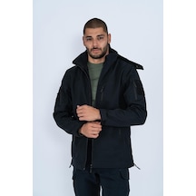 Combat Tactical Tactical Mont Kapüşonlu İçi Astarlı Mevsimlik Softjell Dik Yaka Mont - 307c-770-siyah