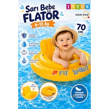 Mainshop Intex Sarı Bebe Flatörü 6-12 Ay - Sırt Destekli Bebek Deniz Havuz Simidi 70 Cm M-56585