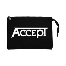 Accept Classic Logo Siyah Clutch Astarlı Cüzdan / El Çantası
