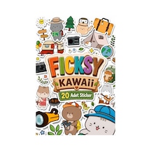Kawaii Stili Sevimli Hayvanlar Kamp, Macera, Doğa Temalı Sticker Seti - 20 Adet Etiket Çıkartma Diğer
