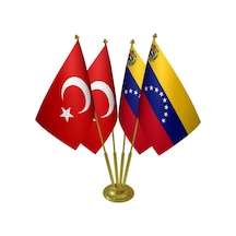 Masa Üstü venezuella Bayrağı Türk Bayrağı Dörtlü Pirinç Direk Mas