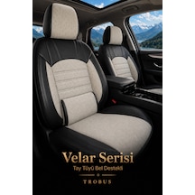 Üniversal Bel Destekli Tay Tüyü Koltuk Kılıfı Velar Serisi Krem Siyah