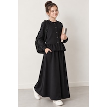 Angel&co. Girls Clothing Siyah Peplum Ceket Ve Etek Takımı Siyah - 738050578 Siyah