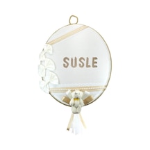 Süslebabypartystore Ipek Kumaş, Ayıcıklı Ve Isimli Oval Kapı Süsü Çok Renkli