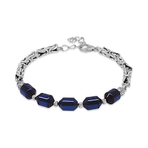 Tesbihane Kararmaz Metal Kral Zincirli Beyaz Dorika Top Süslemeli Lacivert Sıkma Kehribar Erkek Bileklik