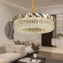 Betty Gold Kaplamalı 31 Watt Led Sarkıt Modern Tasarım Salon Kristal 3 Renk Ledli Avize Çok Renkli