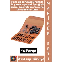 Tırnakbakım Profesyonel Kişisel Kaş El Ayak Tırnak Bakım Şık Çantalı Manikür Pedikür Seti 16 Parça