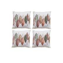 Modern Tarz Dijital Baskılı 4 Lü Dekoratif Kırlent Kılıfı Seti 43x43 Cm Şık Ve Renkli Tasarımlar Ekru