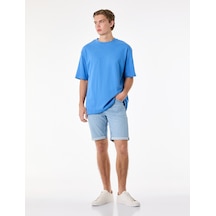 Koton Normal Bel Pamuklu Bermuda Slim Fit Jean Şort Açık İndigo 6sam40285nd