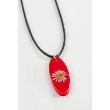 Papatya - 840 - Oval - Novapazr - Epoksi Kolye-kırmızı Çok renkli