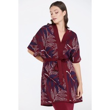 Desenli Kadın Triko Ceket - Bordo 001