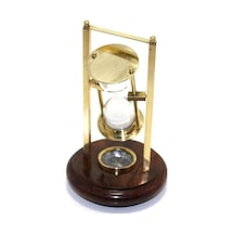 Pirinç Kum Saati Pusulalı Dekoratif Bertek Dijital  Hediyelik