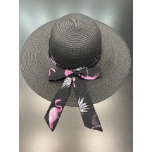Flamingo Desenli Hasır Kadın Şapka