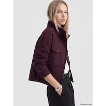 Lcw Vision Bordo Dik Yaka Oversize Kadın Kaşe Ceket Diğer