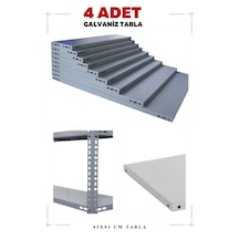 5 Adet Galvaniz Çelik Raf Tablası - Depo, Arşiv, Kiler, Dosya, Market Rafı 43x93 Cm-0.70 Mm Gri