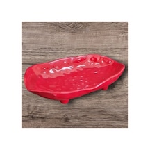 Melamin Kırılmaz Soft Lux Kayık Tabak 30x19x6 Cm - Kırmızı Sunum Tabağı, Kahvaltı Tabağı, Restoran Kırmızı