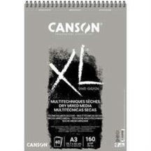Canson Xl Dry Mix Media Grey Sand Paper Spiralli Defter 40 Yaprak N11.825