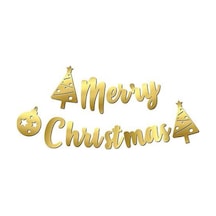 Merry Christmas Kaligrafi Banner Gold