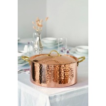 Bakır Modern Tencere Derin Model 24 CM Bakır Renk